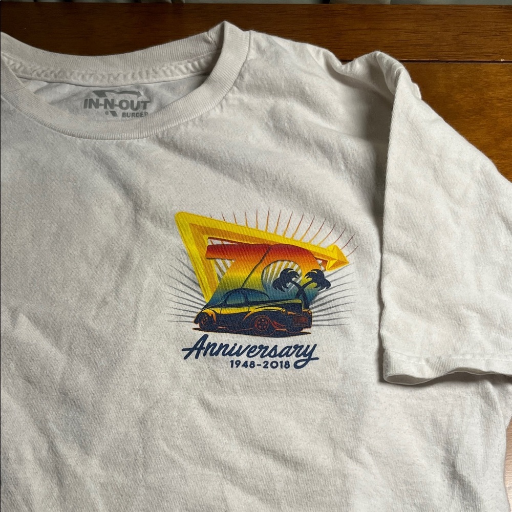 In N Out Burger White Anniversary Tee Medium
